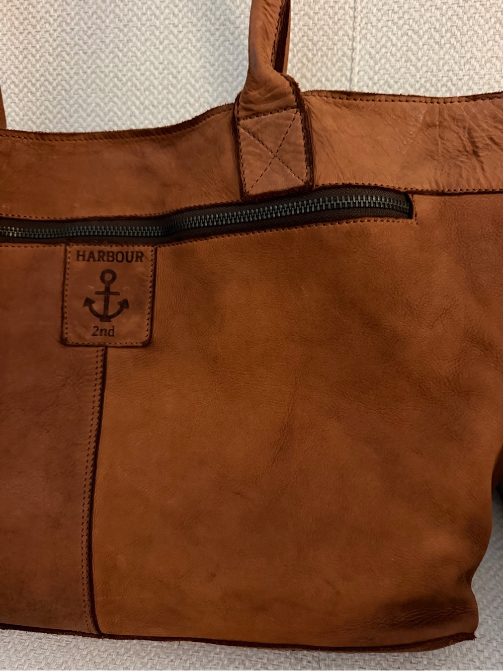 Harbour 2nd Cognac Leather Woven Tote Shopper Bag NWT - Picture 7 of 15